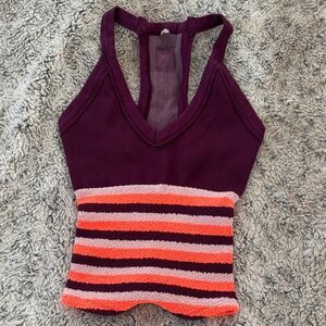 FP Movement by Free People Purple and Pink Striped Tank Top